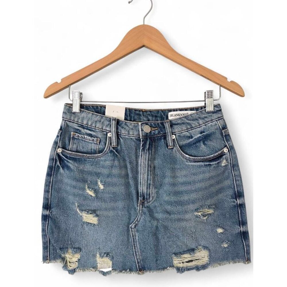Blank NYC Denim Mini Skirt Size 26 Distressed NWT